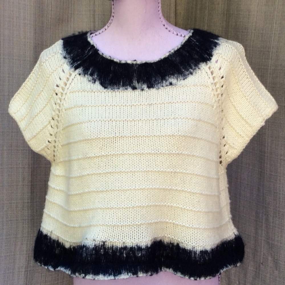 Anthropologie Unique Cropped Knit Alpaca Blend Sweater
